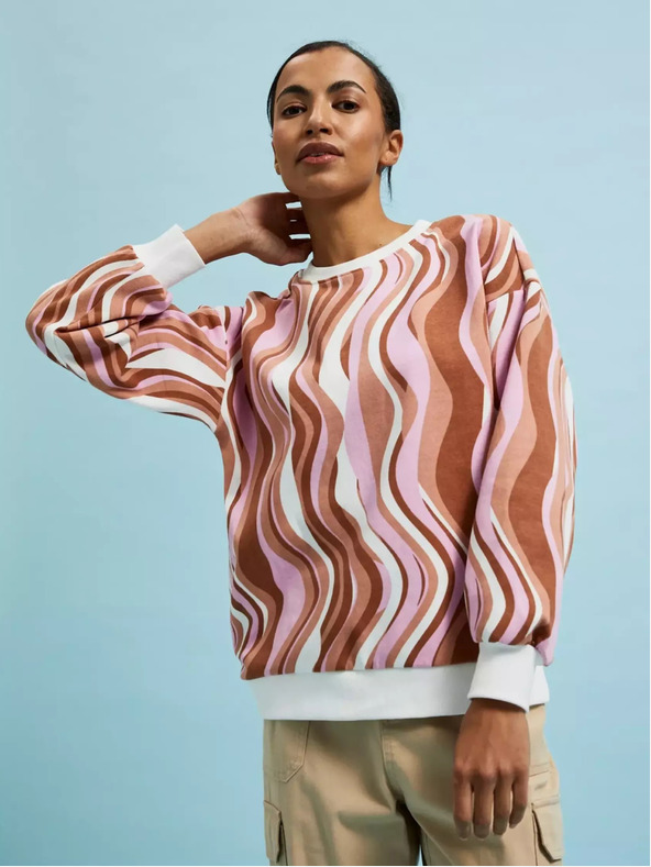 Moodo Ružovo-hnedá dámska vzorovaná mikina Moodo