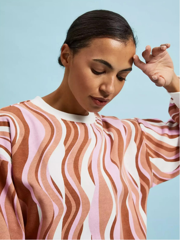 Moodo Ružovo-hnedá dámska vzorovaná mikina Moodo