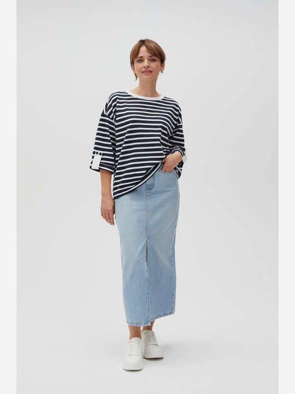 Moodo Bielo-modrá dámska pruhovaná mikina Moodo