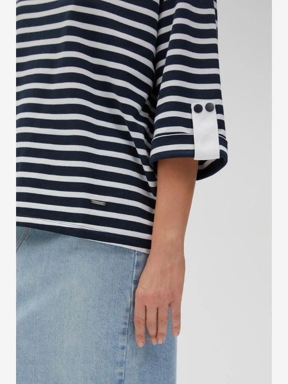 Moodo Bielo-modrá dámska pruhovaná mikina Moodo