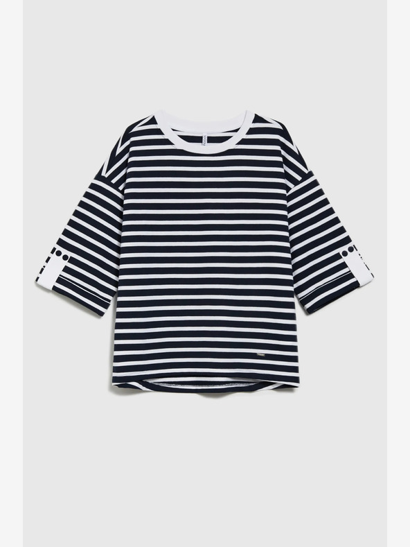 Moodo Bielo-modrá dámska pruhovaná mikina Moodo