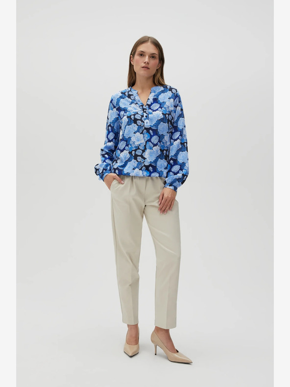 Moodo Modrá dámska kvetinová blúzka Moodo