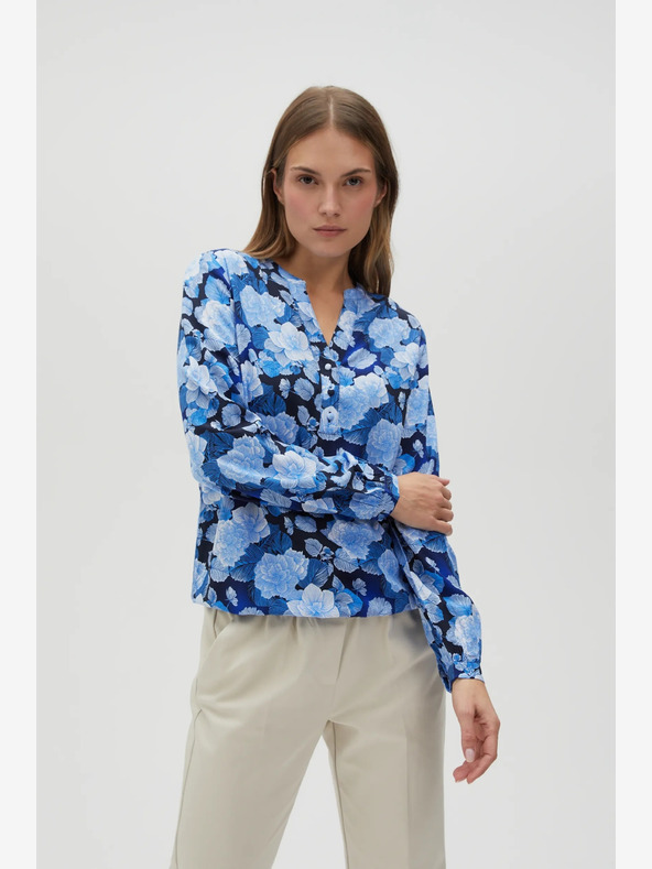 Moodo Modrá dámska kvetinová blúzka Moodo