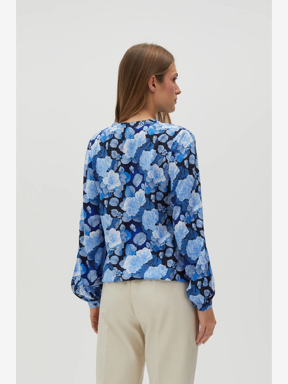 Moodo Modrá dámska kvetinová blúzka Moodo