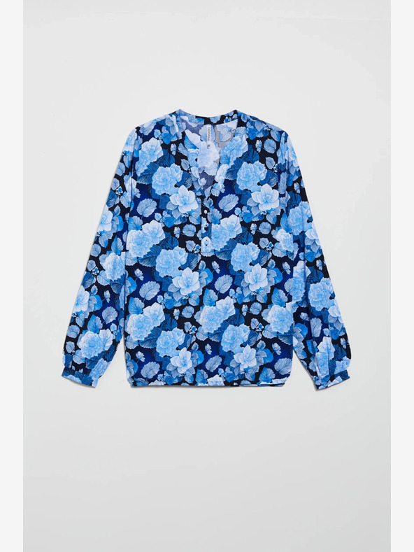 Moodo Modrá dámska kvetinová blúzka Moodo