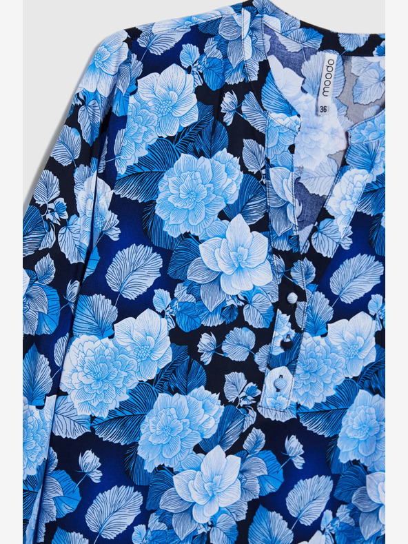 Moodo Modrá dámska kvetinová blúzka Moodo