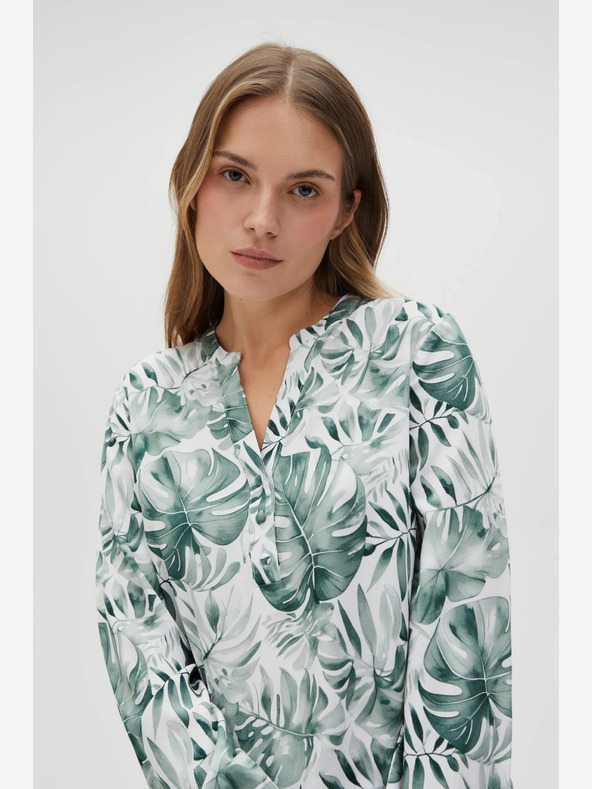 Moodo Bielo-zelená dámska vzorovaná blúzka Moodo