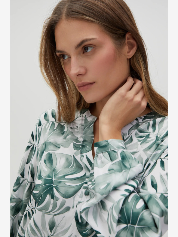 Moodo Bielo-zelená dámska vzorovaná blúzka Moodo