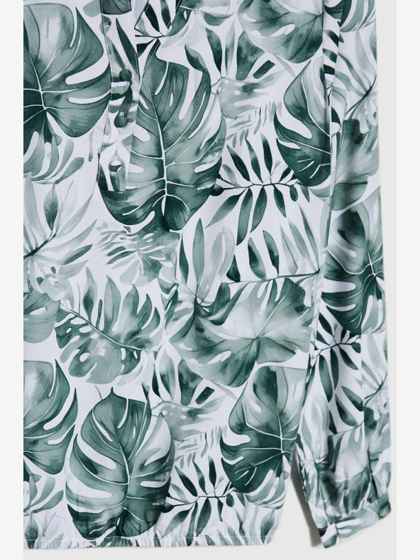 Moodo Bielo-zelená dámska vzorovaná blúzka Moodo