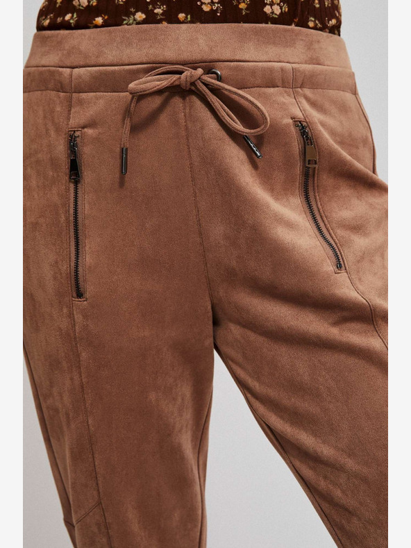 Moodo Hnedé dámske semišové tepláky Moodo