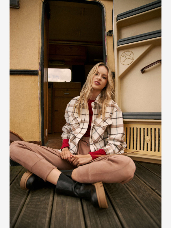 Moodo Hnedé dámske semišové tepláky Moodo