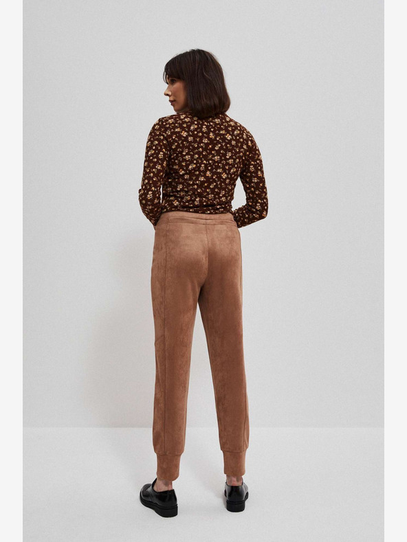 Moodo Hnedé dámske semišové tepláky Moodo