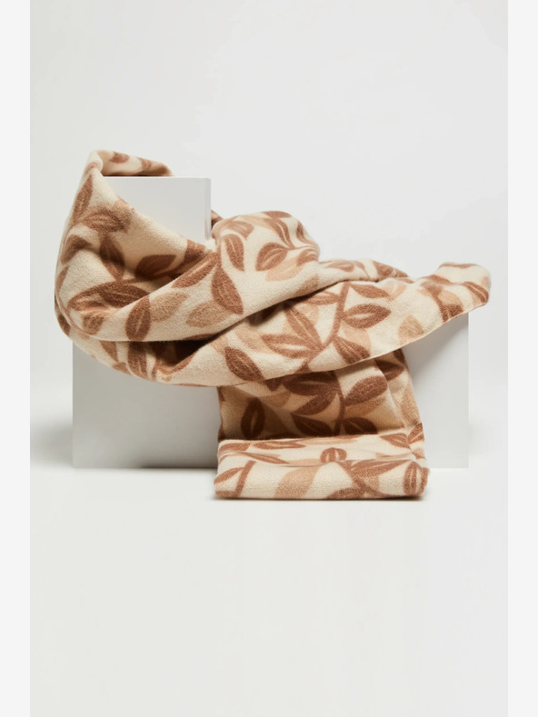 Moodo Hnedý a béžový dámsky vzorovaný šál Moodo