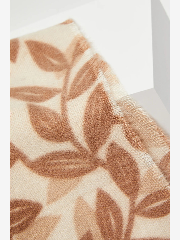 Moodo Hnedý a béžový dámsky vzorovaný šál Moodo