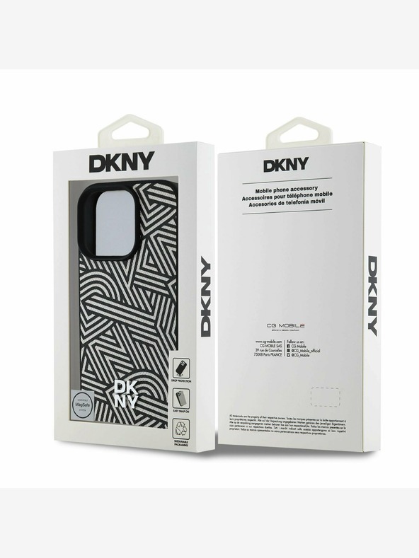 DKNY DKNY PU kožený zadný kryt Crosswalk Pattern Magsafe pre iPhone 16 Pro slonovinová kosť
