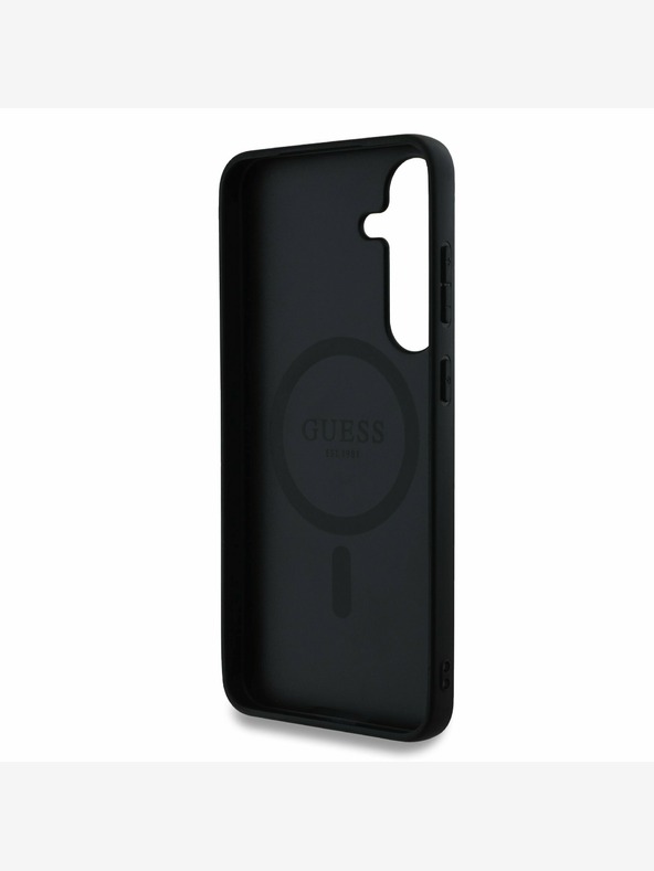 Guess PU Leather 4G Colored Ring MagSafe Zadní Kryt pro Samsung Galaxy S25+ Black Obal na telefón