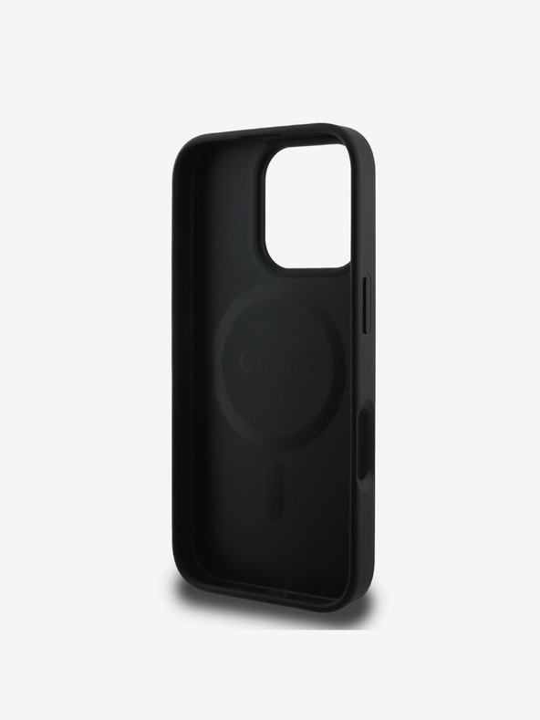 Guess PU Leather 4G Colored Ring MagSafe Zadní Kryt pro iPhone 16 Pro Max Black Obal na telefón