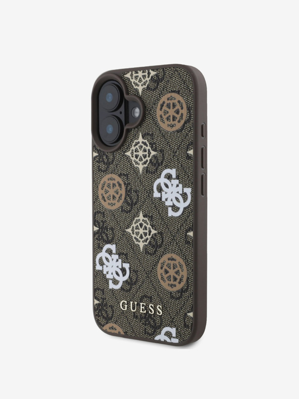 Guess Guess PU 4G Pivoňka MagSafe zadný kryt pre iPhone 16 hnedý