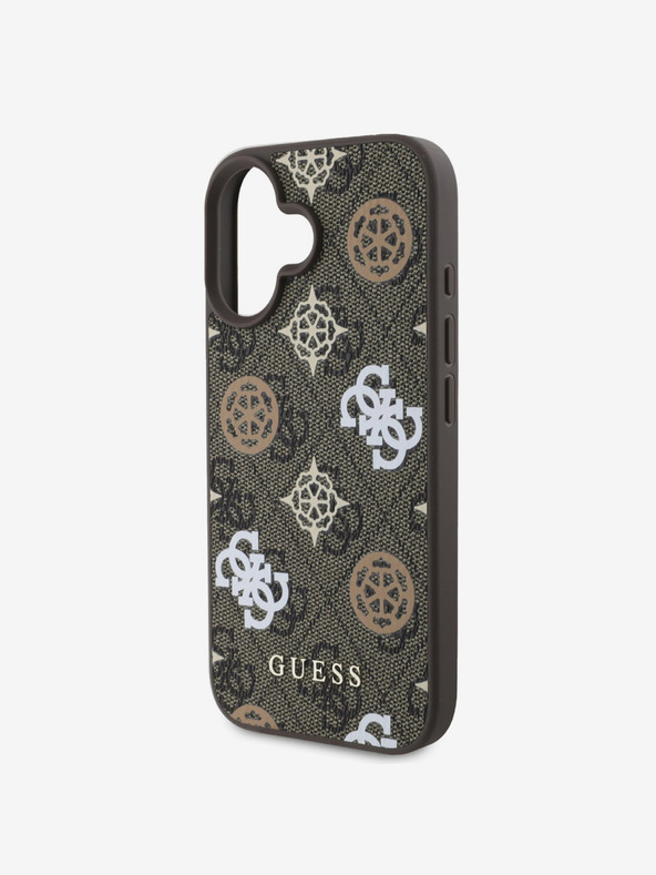 Guess Guess PU 4G Pivoňka MagSafe zadný kryt pre iPhone 16 hnedý