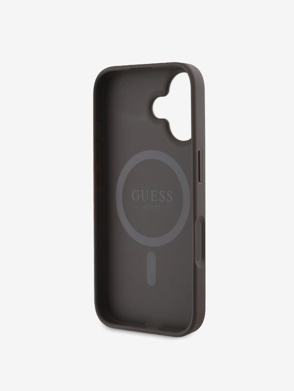 Guess Guess PU 4G Pivoňka MagSafe zadný kryt pre iPhone 16 hnedý
