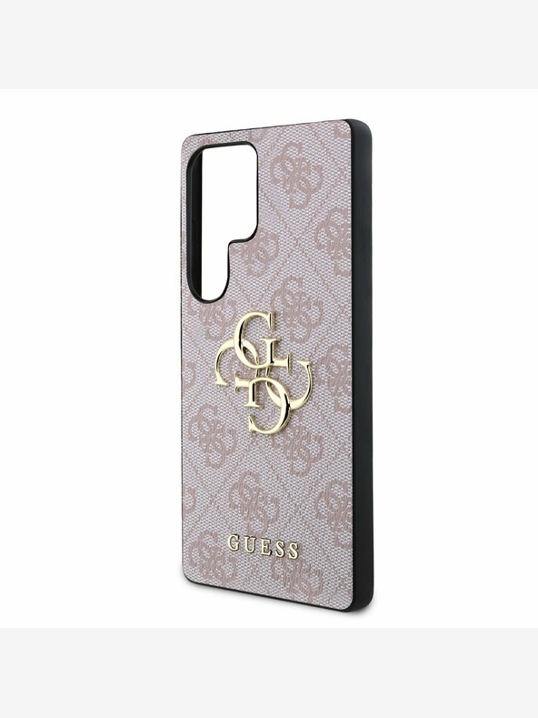Guess Guess PU 4G kovový zadný kryt s logom pre Samsung Galaxy S25 Ultra Pink
