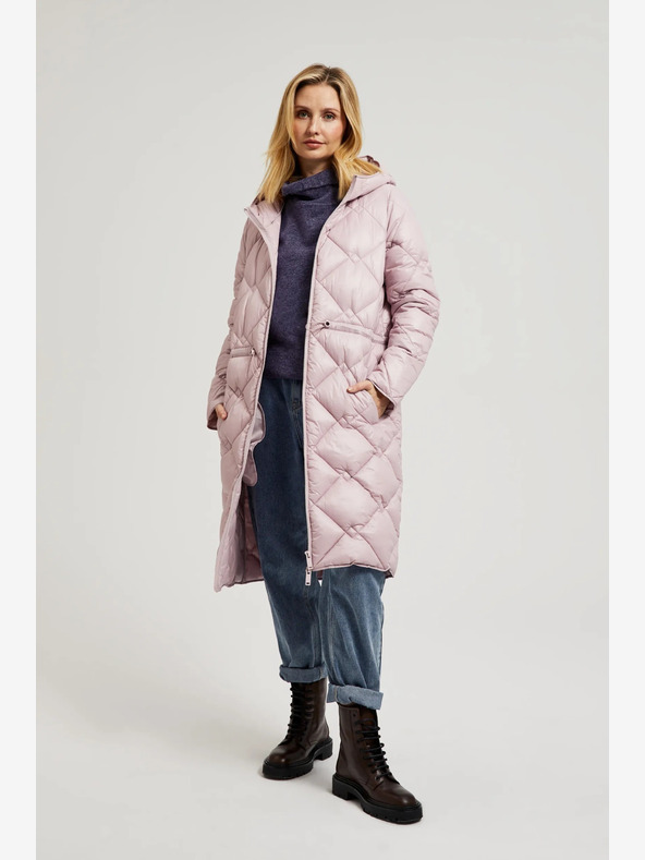 Moodo Svetloružová prešívaná bunda s manžetami Moodo