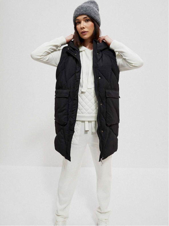 Moodo Čierna dámska bunda s odopínateľnými rukávmi Moodo