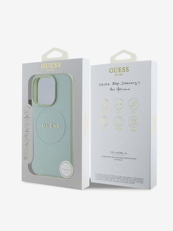 Guess Guess PU Grained Classic Logo MagSafe zadný kryt pre iPhone 16 Pro Max Green