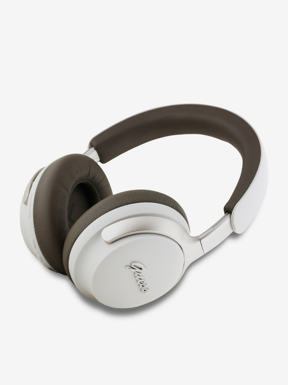 Guess Guess PU Leather Script Logo ANC/ENC Bezdrôtové slúchadlá béžová