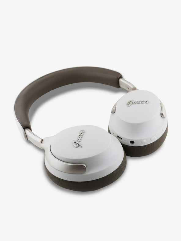 Guess Guess PU Leather Script Logo ANC/ENC Bezdrôtové slúchadlá béžová