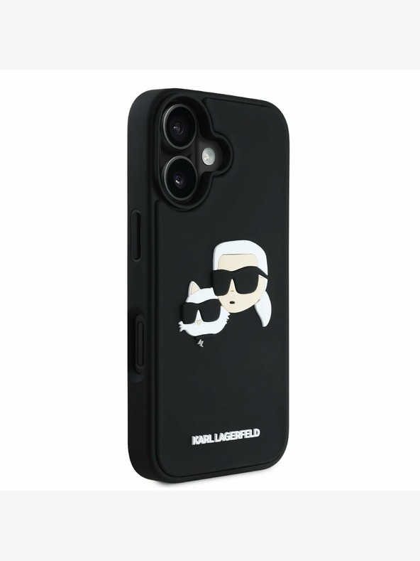 Karl Lagerfeld Karl Lagerfeld 3D gumový zadný kryt s dvojitými hlavami pre iPhone 16 čierny