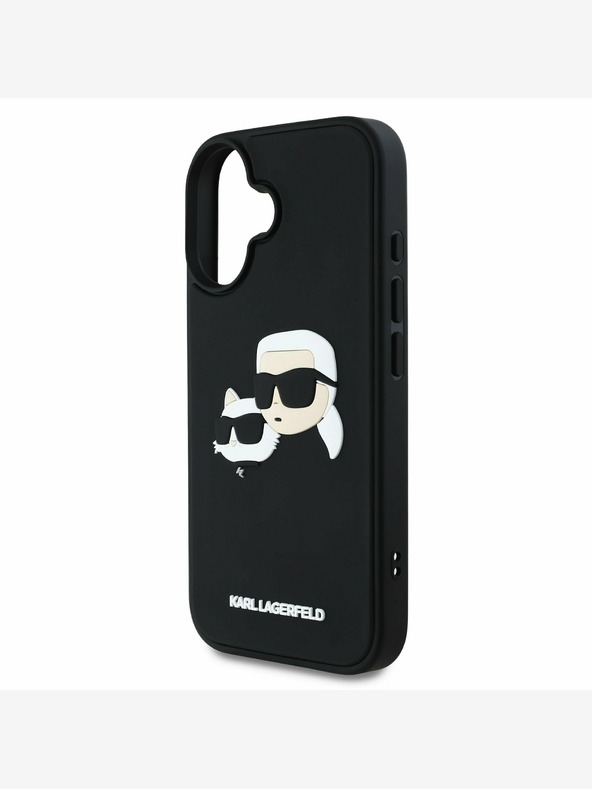 Karl Lagerfeld Karl Lagerfeld 3D gumový zadný kryt s dvojitými hlavami pre iPhone 16 čierny