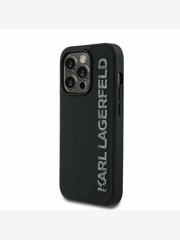 Karl Lagerfeld Karl Lagerfeld 3D gumový zadný kryt s trblietavým logom pre iPhone 13 Pro Black