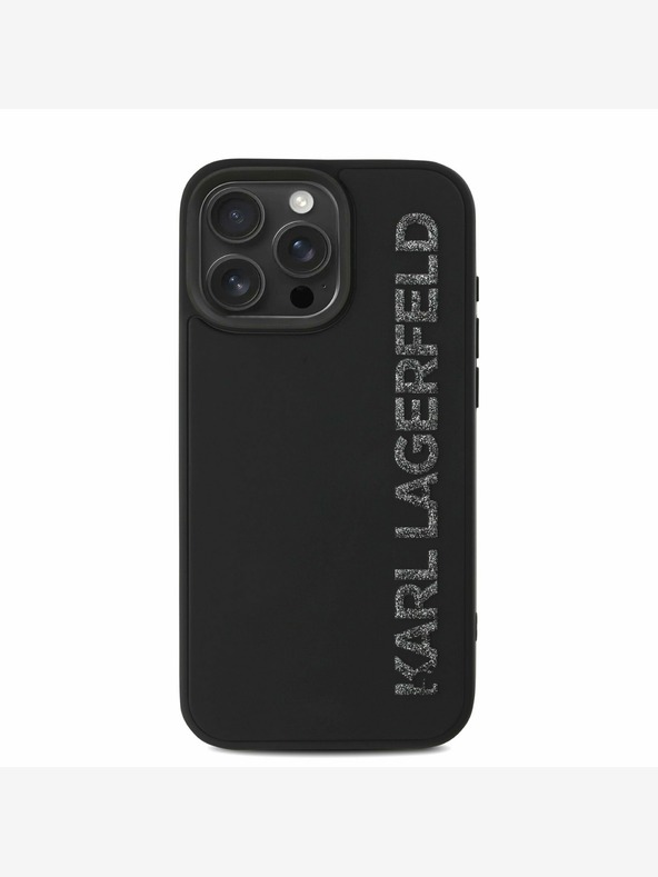 Karl Lagerfeld Karl Lagerfeld 3D Rubber Glitter Logo zadný kryt pre iPhone 15 Pro Max čierny