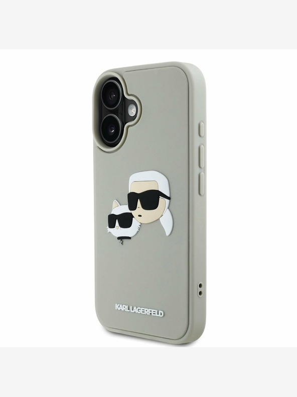 Karl Lagerfeld Karl Lagerfeld 3D gumový zadný kryt Double Heads pre iPhone 16 béžový