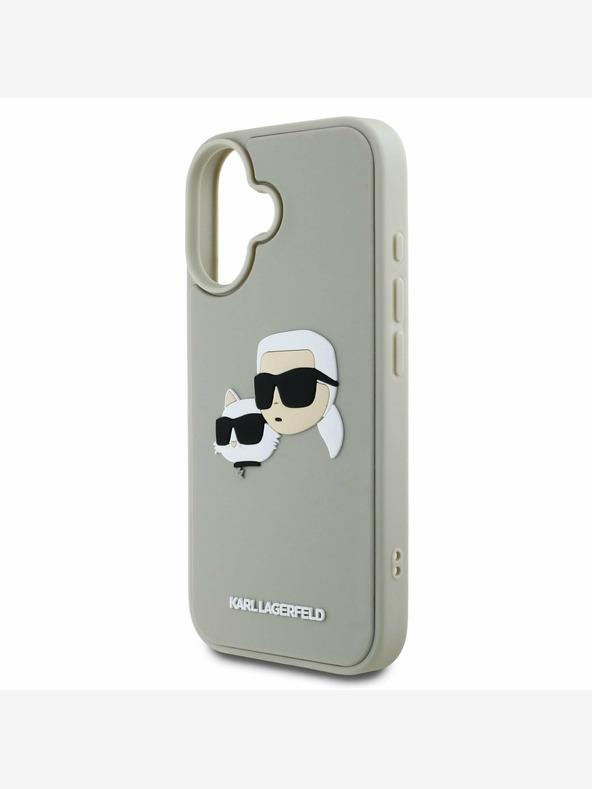 Karl Lagerfeld Karl Lagerfeld 3D gumový zadný kryt Double Heads pre iPhone 16 béžový