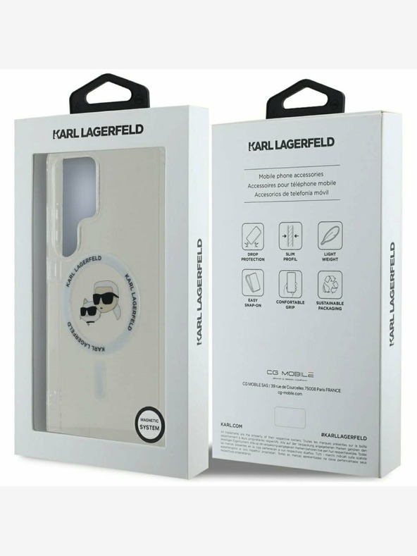 Karl Lagerfeld Karl Lagerfeld IML K&CH Heads MagSafe zadný kryt pre Samsung Galaxy S25 ultra priehľadný