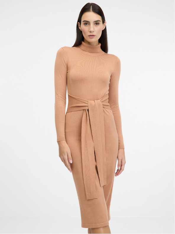 Orsay Svetlo hnedé dámske midi šaty ORSAY