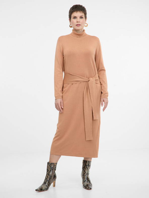 Orsay Svetlo hnedé dámske midi šaty ORSAY