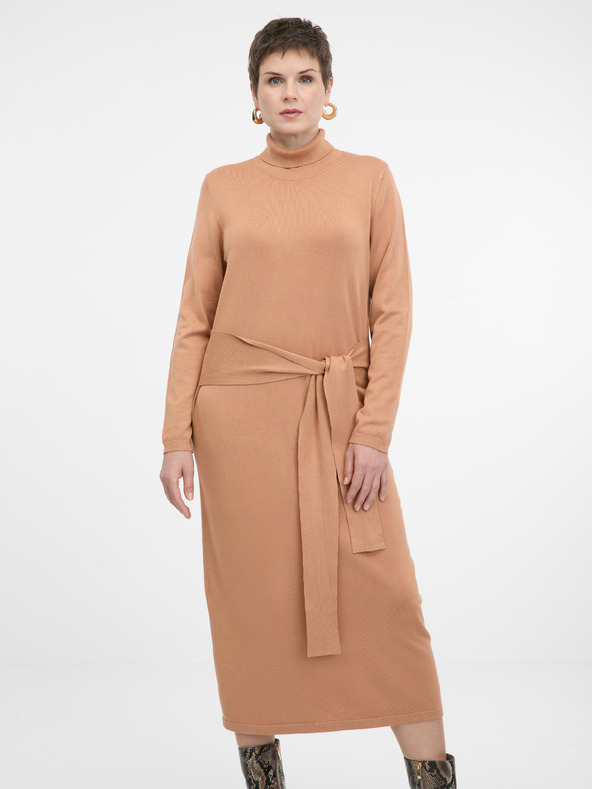 Orsay Svetlo hnedé dámske midi šaty ORSAY