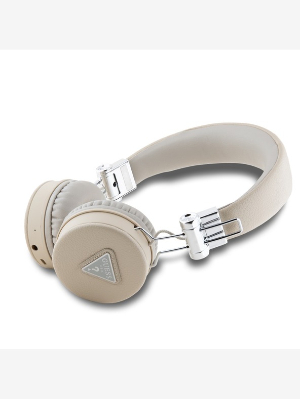 Guess Bezdrôtové slúchadlá Guess PU Grained Triangle Logo ENC Beige