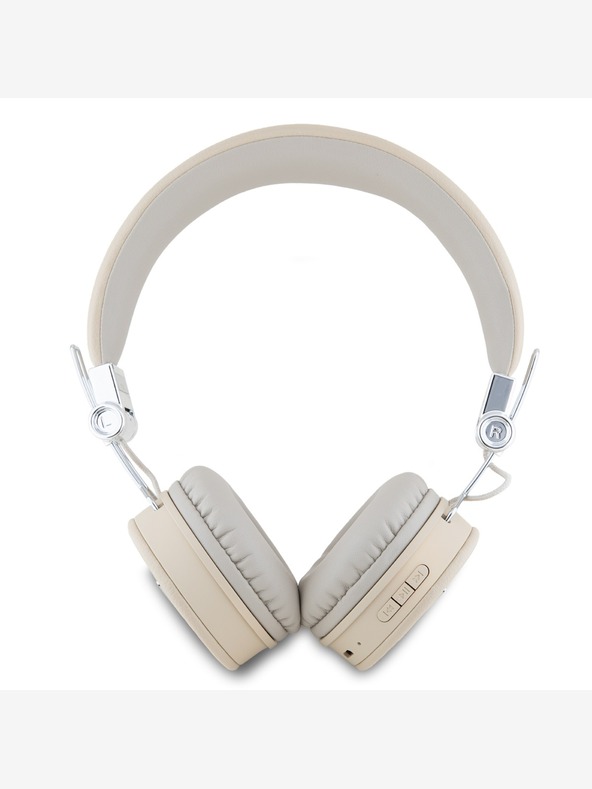 Guess Bezdrôtové slúchadlá Guess PU Grained Triangle Logo ENC Beige