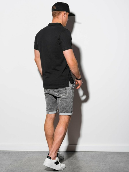 Ombre Clothing Čierne pánske základné polo tričko Ombre Clothing