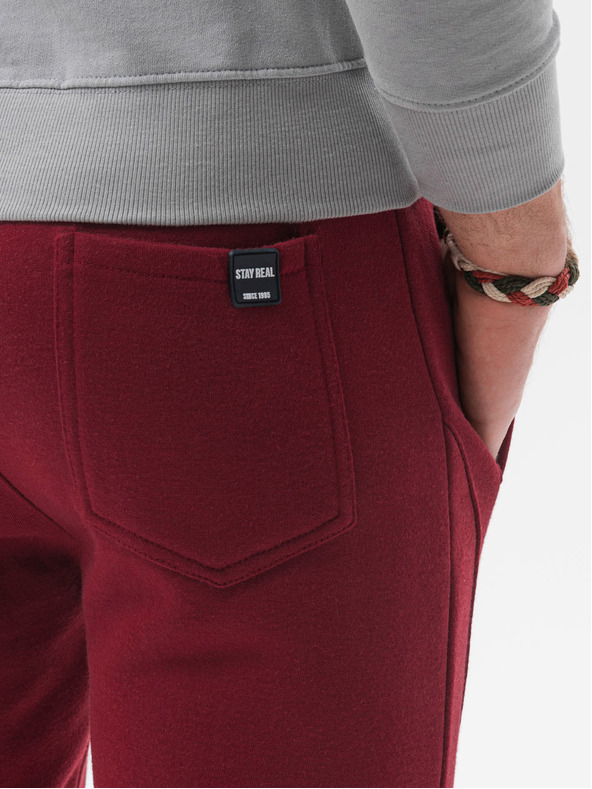 Ombre Clothing Vínové pánske základné tepláky Ombre Clothing