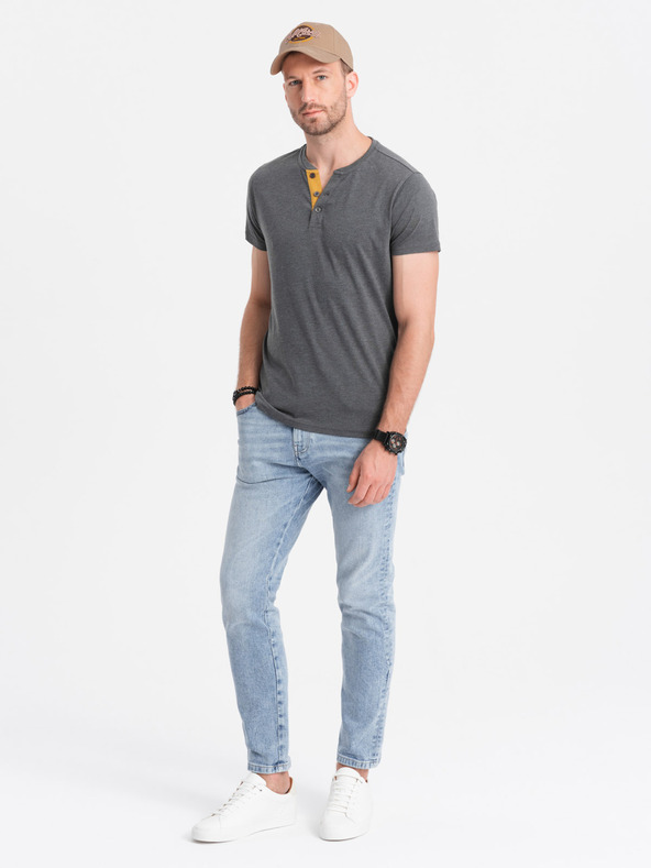 Ombre Clothing Šedé pánske tričko s okrúhlym výstrihom Ombre Clothing