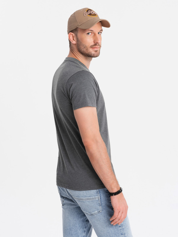 Ombre Clothing Šedé pánske tričko s okrúhlym výstrihom Ombre Clothing