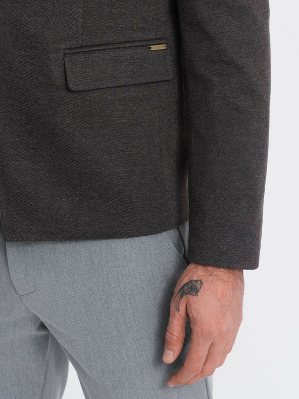 Ombre Clothing Ombre Clothing pánska hnedá bunda so stojačikom