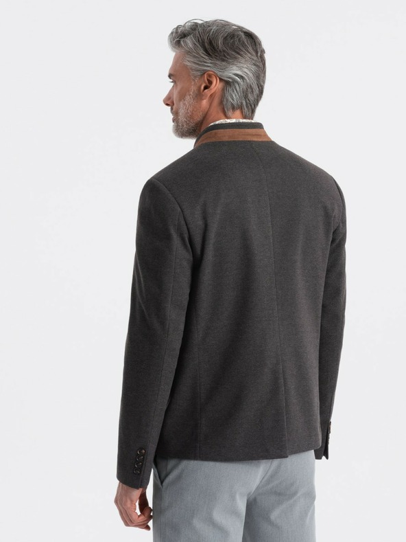 Ombre Clothing Ombre Clothing pánska hnedá bunda so stojačikom