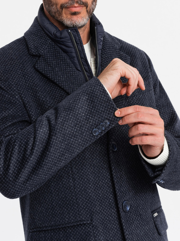 Ombre Clothing Pánsky vlnený kabát bez gombíkov Ombre Clothing V1 OM-COWC-0121