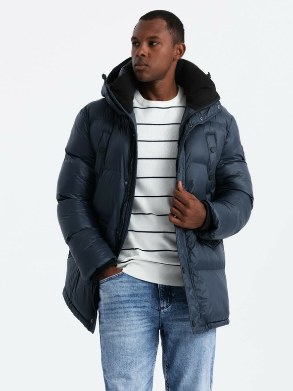 Ombre Clothing Pánska dlhá bunda s vreckami Ombre Clothing